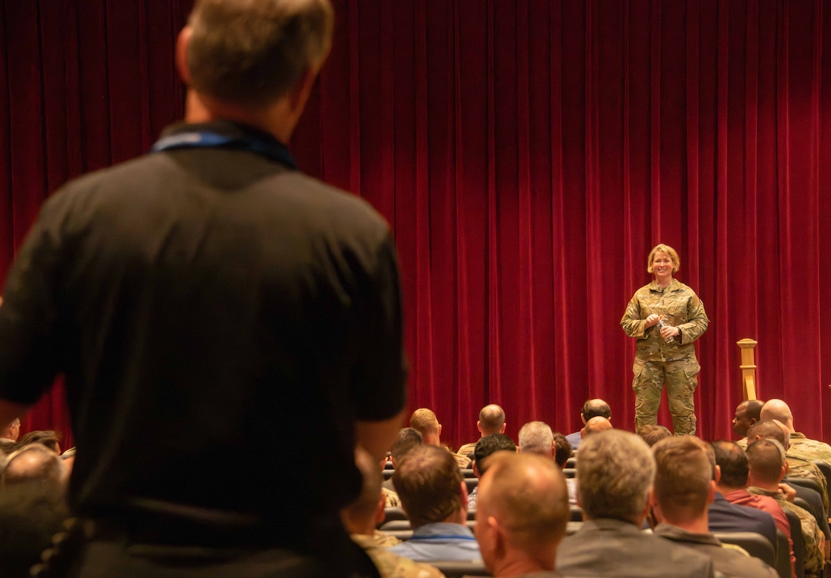 U.S. Space Force Lt. Gen. DeAnna M. Burt, Deputy Chief of Space Operations for Operations, Cyber, and Nuclear. Burt visits Maxwell Air Force Base, Ala., on May 9,2024. During her visit to Maxwell Air Force Base, Burt speaks at the National Security Forum and the Air War College. (U.S. Air Force photo by Darius Hutton