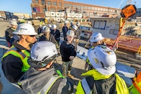Adm. John Kilby, vice chief of naval operations, is briefed on Dry Dock 4 upgrades, Sept. 23, 2026, at Puget Sound Naval Shipyard & Intermediate Maintenance Facility in Bremerton, Washington. (U.S. Navy photo by Jeb Fach)