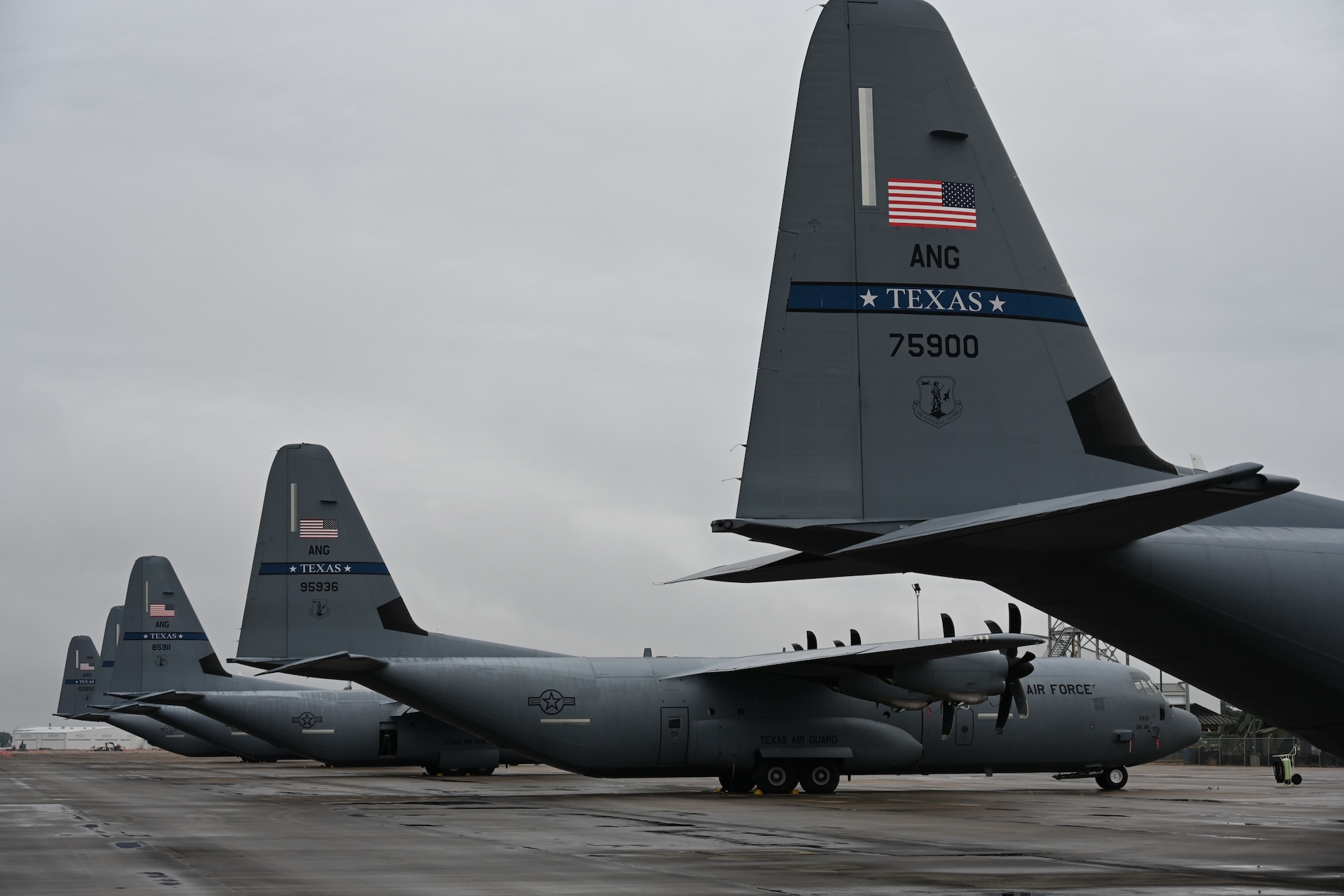 Airmen assigned to the 136th Airlift Wing participating in a combat readiness training exercise.