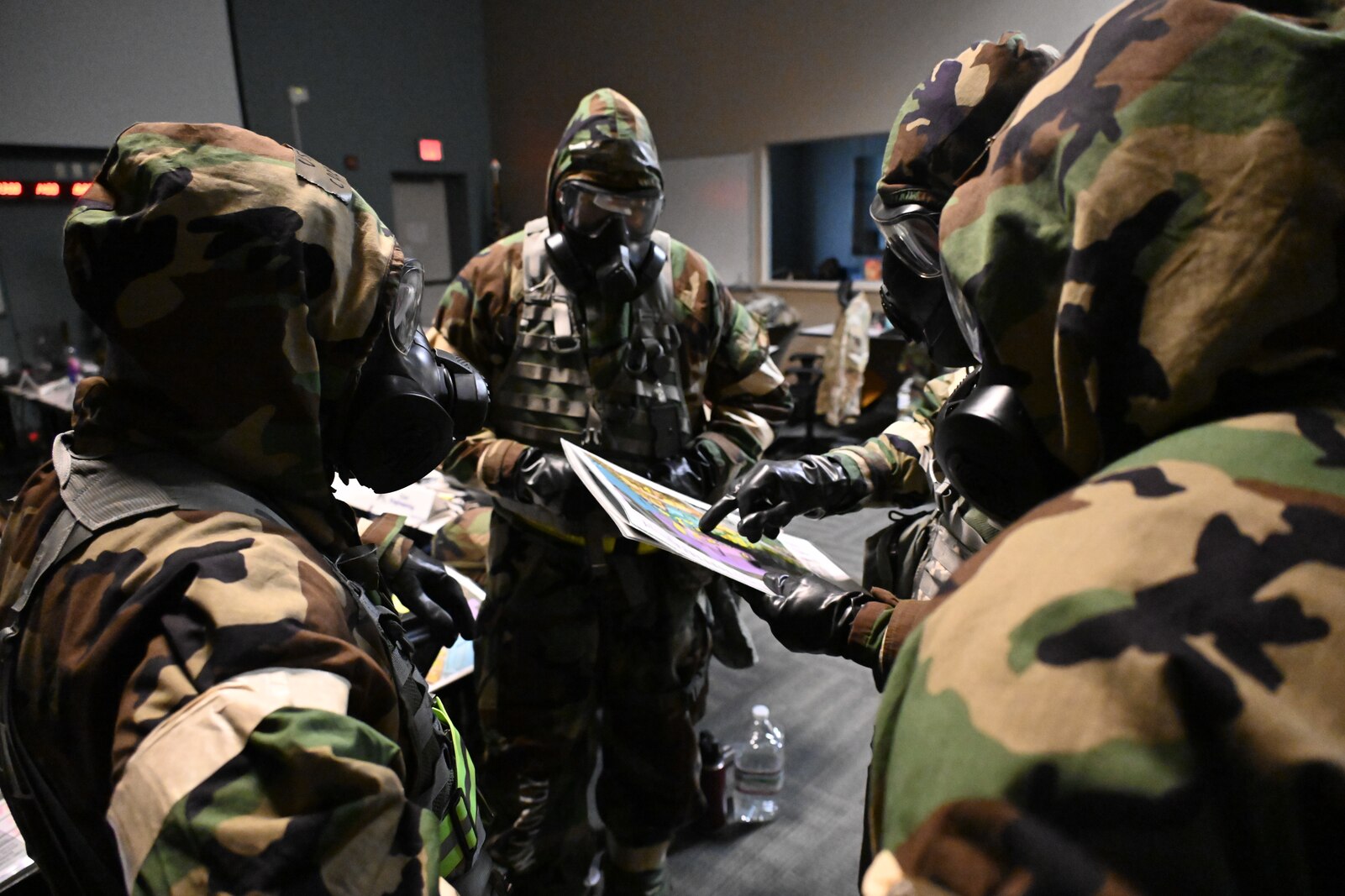 Airmen assigned to the 136th Airlift Wing participating in a combat readiness training exercise.