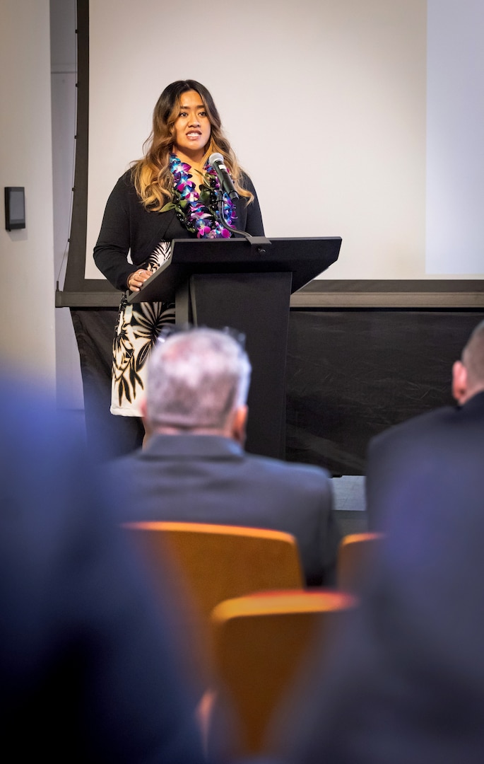 Sinatala Filemoni, marine machinery mechanic, Southwest Regional Maintenance Center, addresses class members Jan. 22, 2026, during the 2026 Southwest Regional Apprentice Program at Southwestern College in Chula Vista, California. (U.S. Navy photo by Wendy Hallmark)