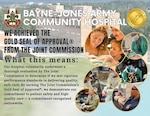 Graphic illustration highlighting Bayne-Jones Army Community Hospital earning The Joint Commission’s Gold Seal of Approval® for quality and safety at Fort Polk.