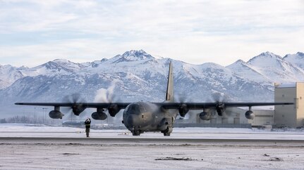C-130 sitting on flightline