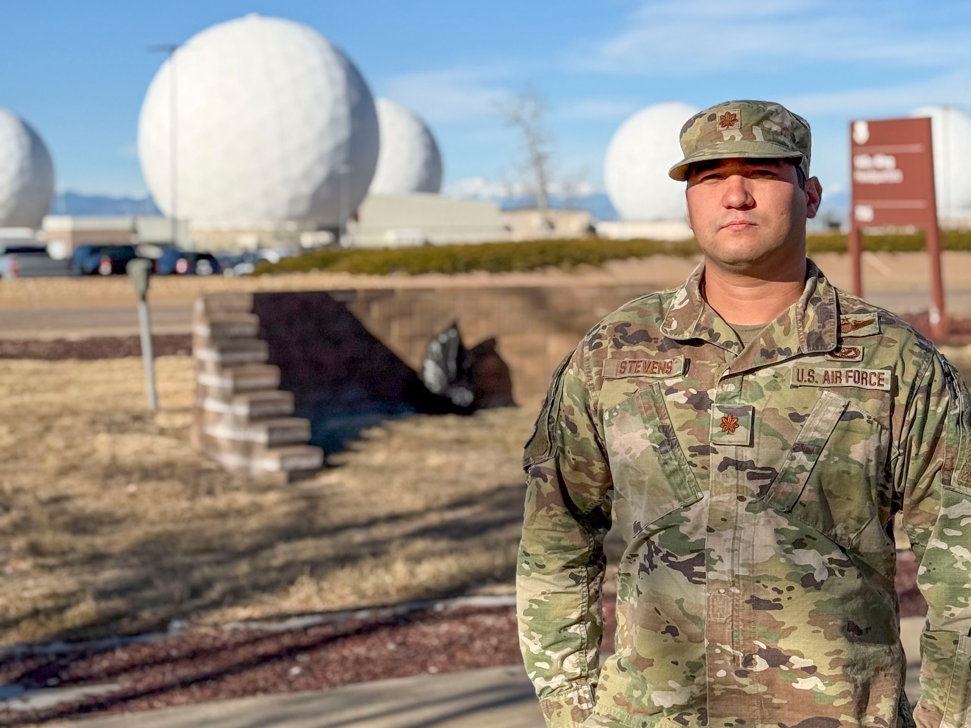 U.S. Air Force Maj. Joshua Stevens, a civil engineer assigned to the 240th Civil Engineer Flight poses for a photo at Buckley Space Force Base, December 22, 2025.