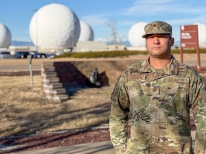 U.S. Air Force Maj. Joshua Stevens, a civil engineer assigned to the 240th Civil Engineer Flight poses for a photo at Buckley Space Force Base, December 22, 2025.