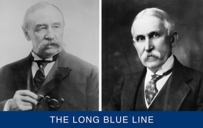 Right: Photograph of U.S. Life-Saving Service head, Sumner Kimball, late in his career. (U.S. Coast Guard) Left: Official photograph of Treasury Secretary Franklin MacVeagh during his term in office. (Library of Congress)