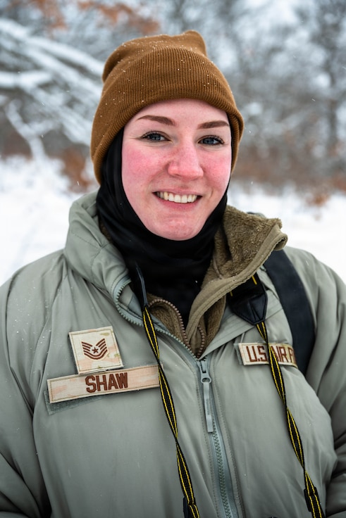 U.S. Air Force Tech. Sgt. Wynndermere Shaw, a public affairs specialist with the 182nd Airlift Wing, Illinois Air National Guard, poses for a portrait  during Northern Strike 26-1.