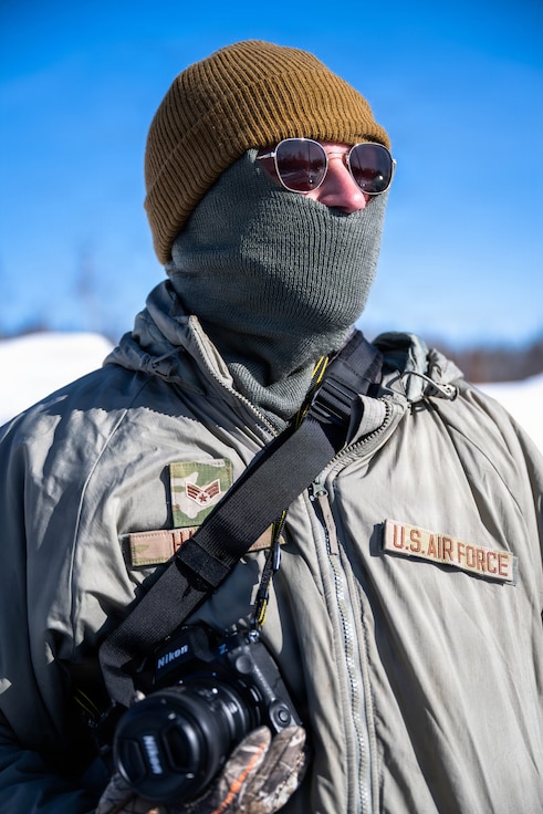 U.S. Air Force Senior Airman Noah Hardin, a public affairs specialist with the 182nd Airlift Wing, Illinois Air National Guard, poses for a photo during Northern Strike 26-1.