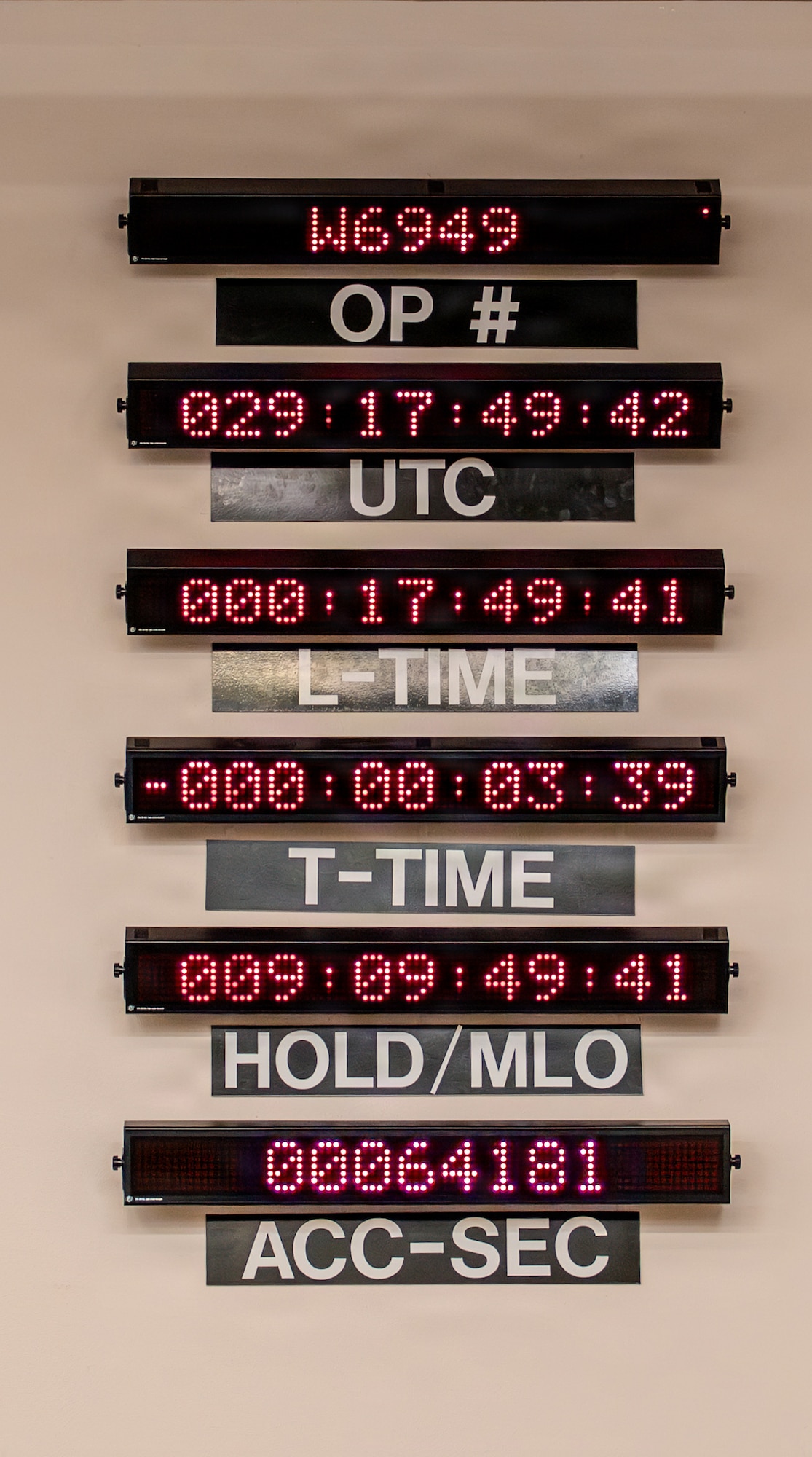 The Western Range Operations Control Center (WROCC) countdown clock ticks down