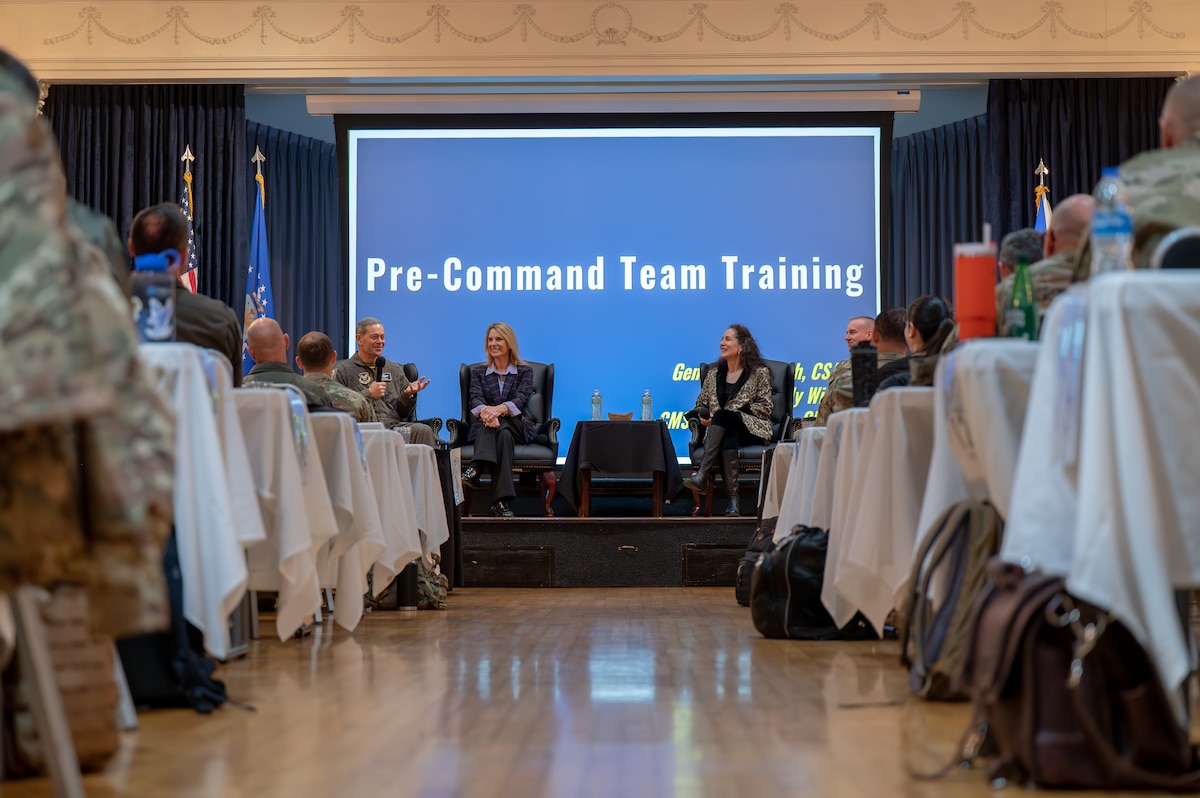 The CSAF and CMSAF command team attends a PCTT panel.