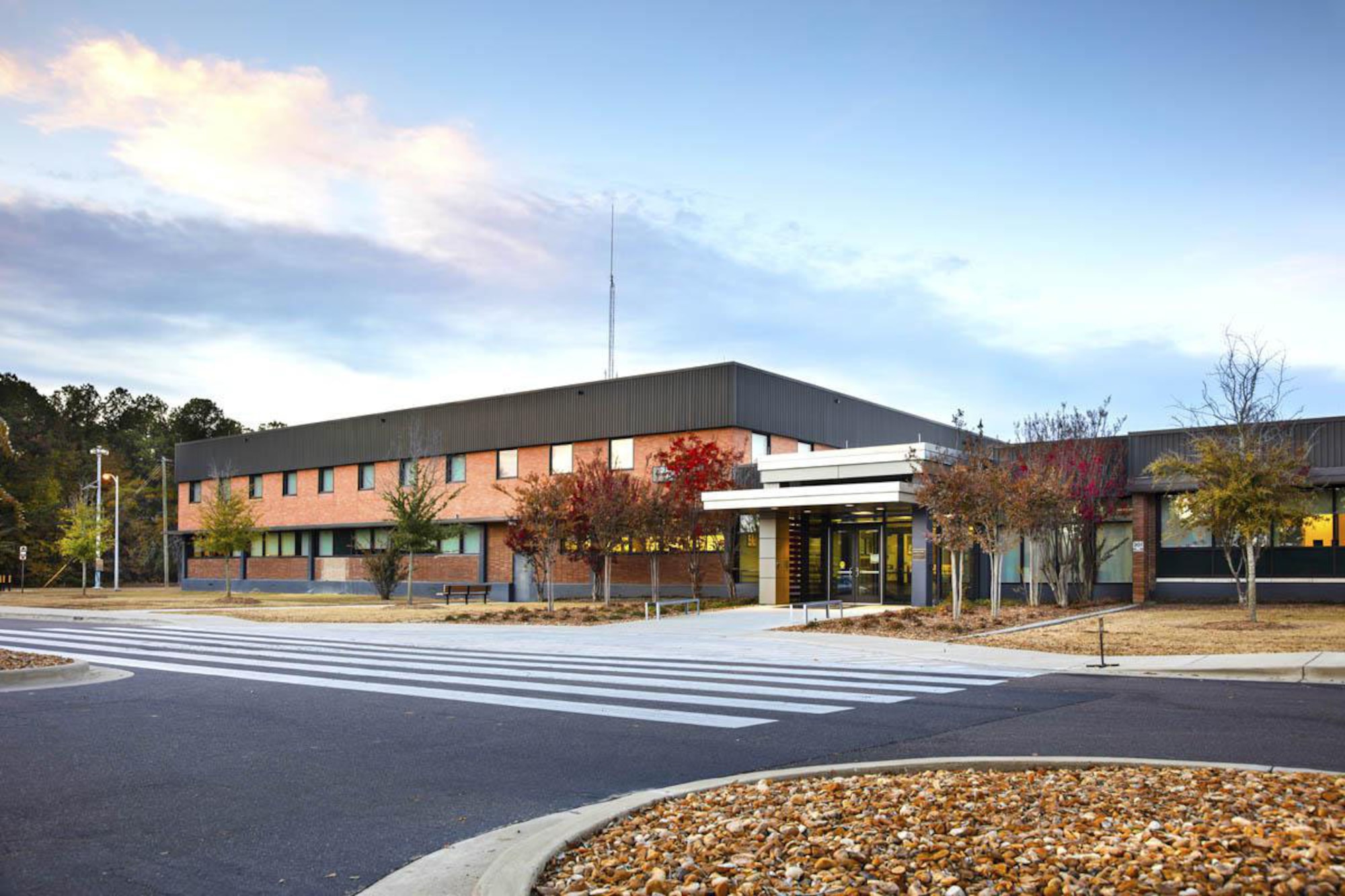 A medical building stands at the Columbus Air Force Base.