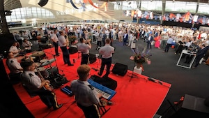 U.S. Army Soldiers with "Free Groove," the premier music ensemble of the U.S. Army Europe and Africa Band & Chorus, deliver three distinct performances across the Brussels Triumphal Arch, the Autoworld museum, and Square de la bouteille in Brussels, Belgium, June 29, 2026. The day of performances culminated in a joint on-stage collaboration with the "Zac Brown Band" to represent the U.S. Army Europe and Africa Band during diplomatic and public outreach events celebrating the transatlantic alliance. (U.S. Army photo by Staff Sergeant Jeffery McCormick)