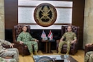 Adm. Brad Cooper, CENTCOM Commander, meets with President Joseph Aoun and Lebanese Armed Forces Commanding General Rodolphe Haykal during a visit to Lebanon, June 29, 2026. The leaders discussed the path forward in implementing a historic framework agreement signed in Washington, D.C., on Friday. (U.S. Central Command Photo)