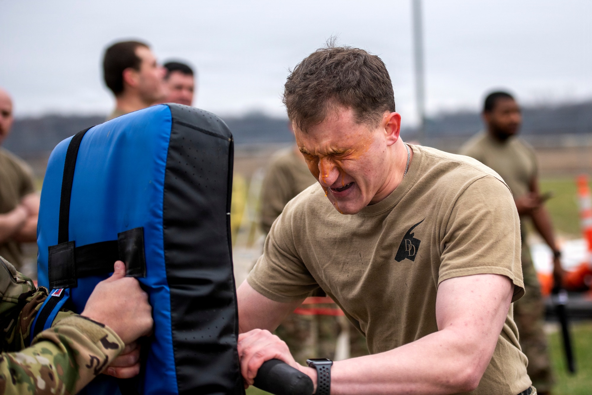 man attacks a simulated aggressor
