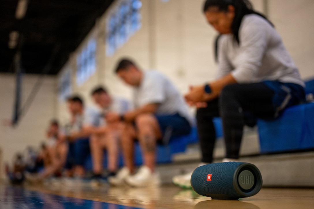 U.S. Airmen assigned to the 316th Logistics Readiness Squadron prepare for physical training.