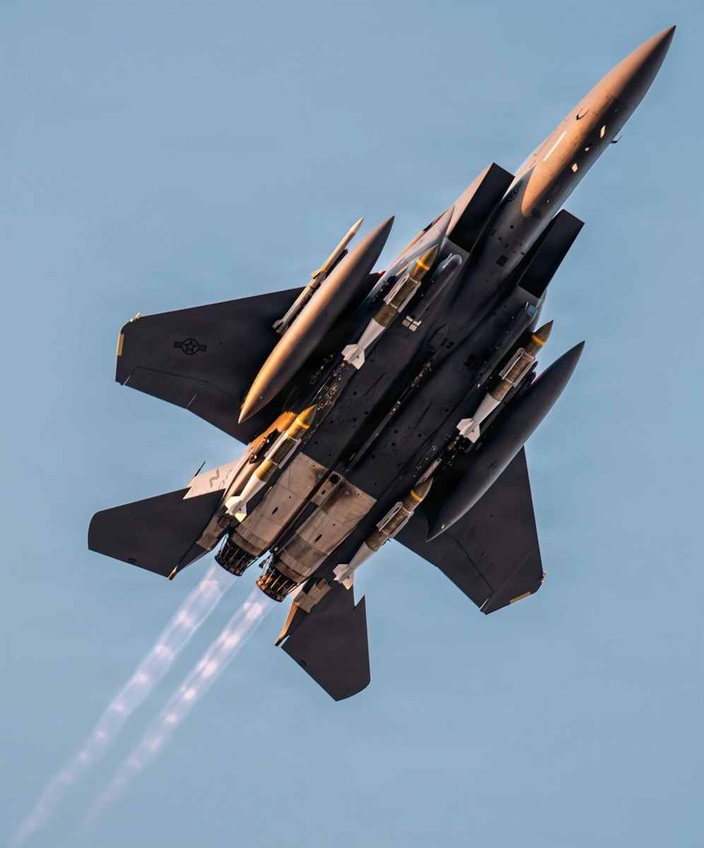 A U.S. Air Force F-15E takes flight in the Middle East in support of Operation Epic Fury, March 2, 2026.