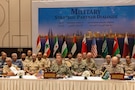 Adm. Brad Cooper, CENTCOM commander, and senior military officials from Bahrain, Egypt, Jordan, Kuwait, Lebanon, Oman, Qatar, Saudi Arabia, Syria, the United Arab Emirates, and Yemen, discuss the current regional security environment and opportunities for enhancing defense collaboration during a regional security dialogue hosted by the Bahrain Defense Force, July 1, 2026. (U.S. Central Command Public Affairs photo)