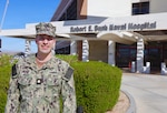 Lt. Cmdr. Matthew Horch, Navy Medicine Readiness and Training Command Twentynine Palms' Public Health Emergency Officer (PHEO) and occupational health department head, poses for a photo outside Robert E. Bush Naval Hospital on June 25, 2026. As the installation's PHEO, Horch helps protect service members, families and civilian personnel by preparing for and responding to public health threats that could impact force health protection and mission readiness. (U.S. Navy photo by Christopher Jones, NH/NMRTC public affairs officer).