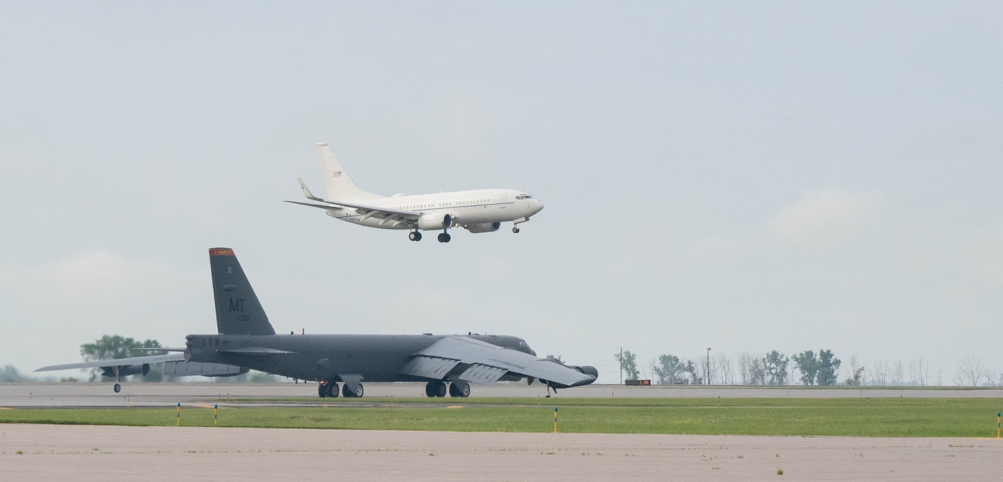 Secretary of the Air Force Troy Meink lands at Minot Air Force Base for an immersion June 29, 2026. The visit reinforced Minot AFB’s commitment to strengthening readiness, enhancing warfighting capabilities, and maintaining credible deterrence in support of national defense objectives. (U.S. Air Force photo by Senior Airman Wesley Davies)