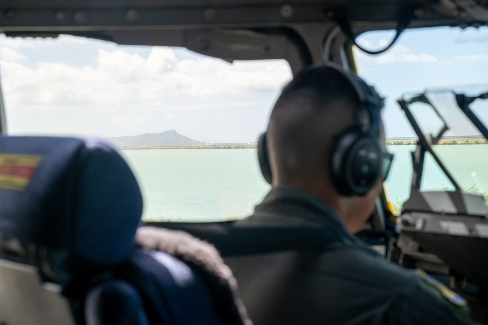 U.S. Air Force Capt. David Yi, 535th Airlift Squadron pilot, prepares for takeoff in a C-17 Globemaster III.