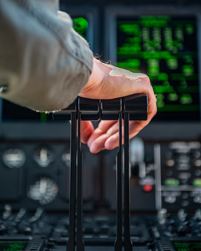 U.S. Air Force Capt. Aaron Johnson, a pilot assigned to the 123rd Airlift Wing, Kentucky Air National Guard, accelerates the throttle of a C-130J Super Hercules aircraft during departure from Karup Air Base, Denmark, for Esbjerg, Denmark, on June 18, 2026, in support of Ramstein Flag. The 123rd AW is providing tactical airlift to NATO Allies throughout the month of June for the Allied Air Command event, a large-scale, multi-location and joint operating area exercise with 18 participating nations and more than 200 aircraft. (U.S. Air National Guard photo by Senior Airman Annaliese Billings)