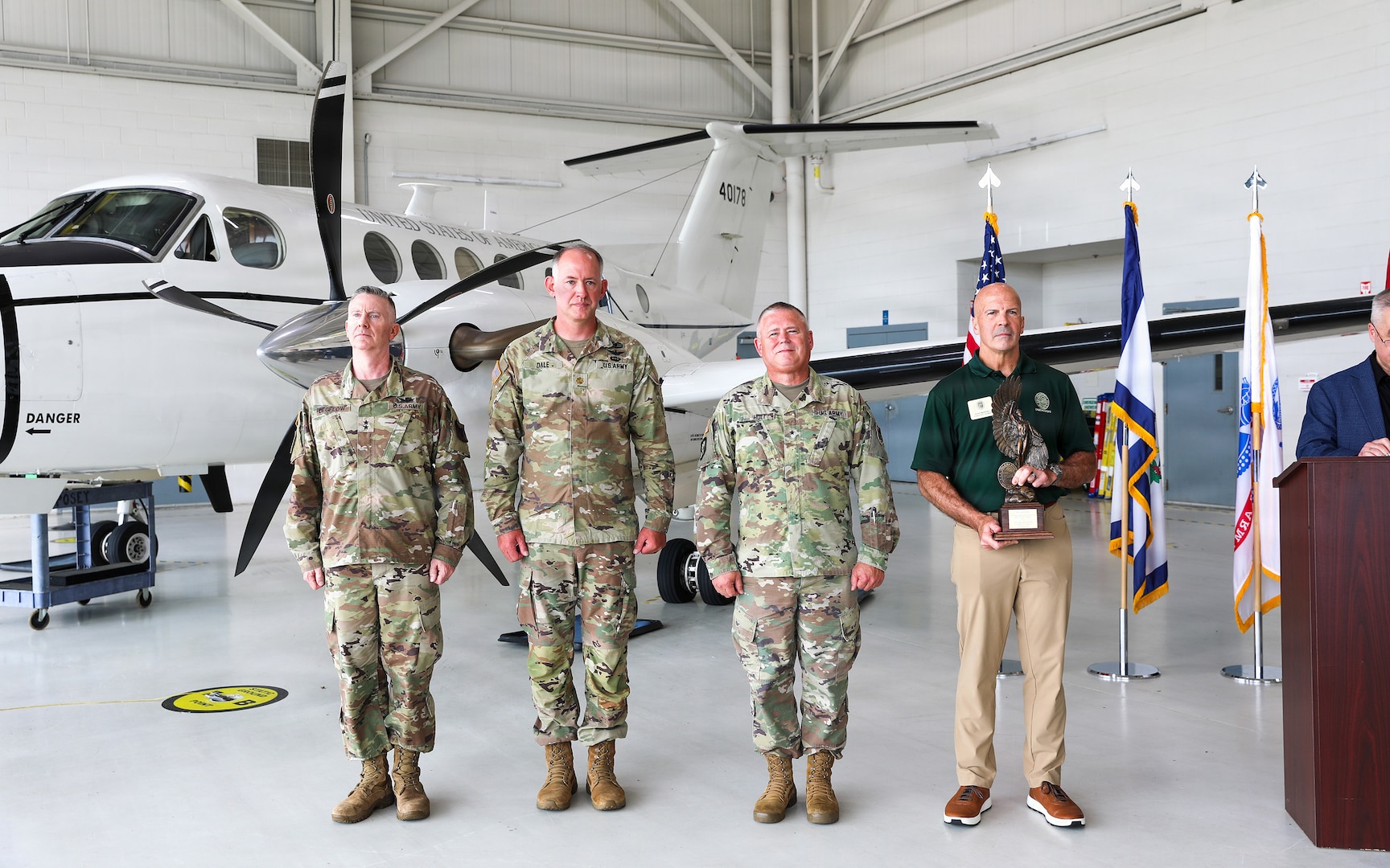 The West Virginia Army National Guard Fixed Wing Army Aviation Training Site receives the 2025 Lt. Gen. Allen M. Burdett Jr. Army Aviation Flight Safety Award during an award ceremony on June 29, 2026.