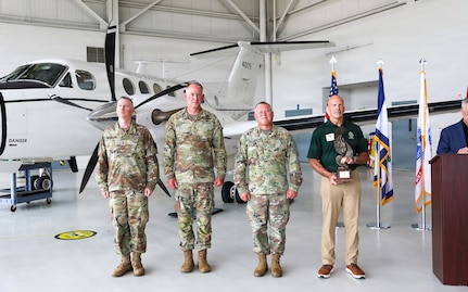 The West Virginia Army National Guard Fixed Wing Army Aviation Training Site receives the 2025 Lt. Gen. Allen M. Burdett Jr. Army Aviation Flight Safety Award during an award ceremony on June 29, 2026.