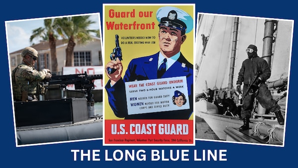 A Long Blue Line Title Card for the history of the Coast Guard Reserves.