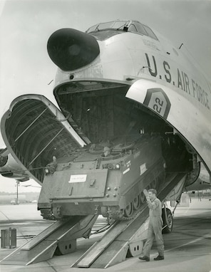 Massive C-124 Globemaster aircraft of the Georgia Air National Guard's 165th Military Airlift Group were able to quickly move emergency power generators, food and equipment from Savannah to areas impacted by ice and snow during the winter storms of 1973.