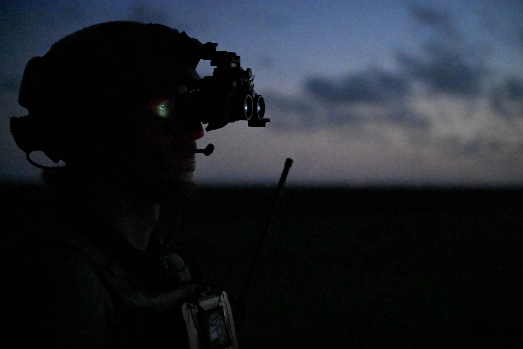 A Czech Republic special operations forces member scans their surroundings during a live-fire training during Emerald Warrior Spiral on Eglin Range, Florida, June 11, 2026.