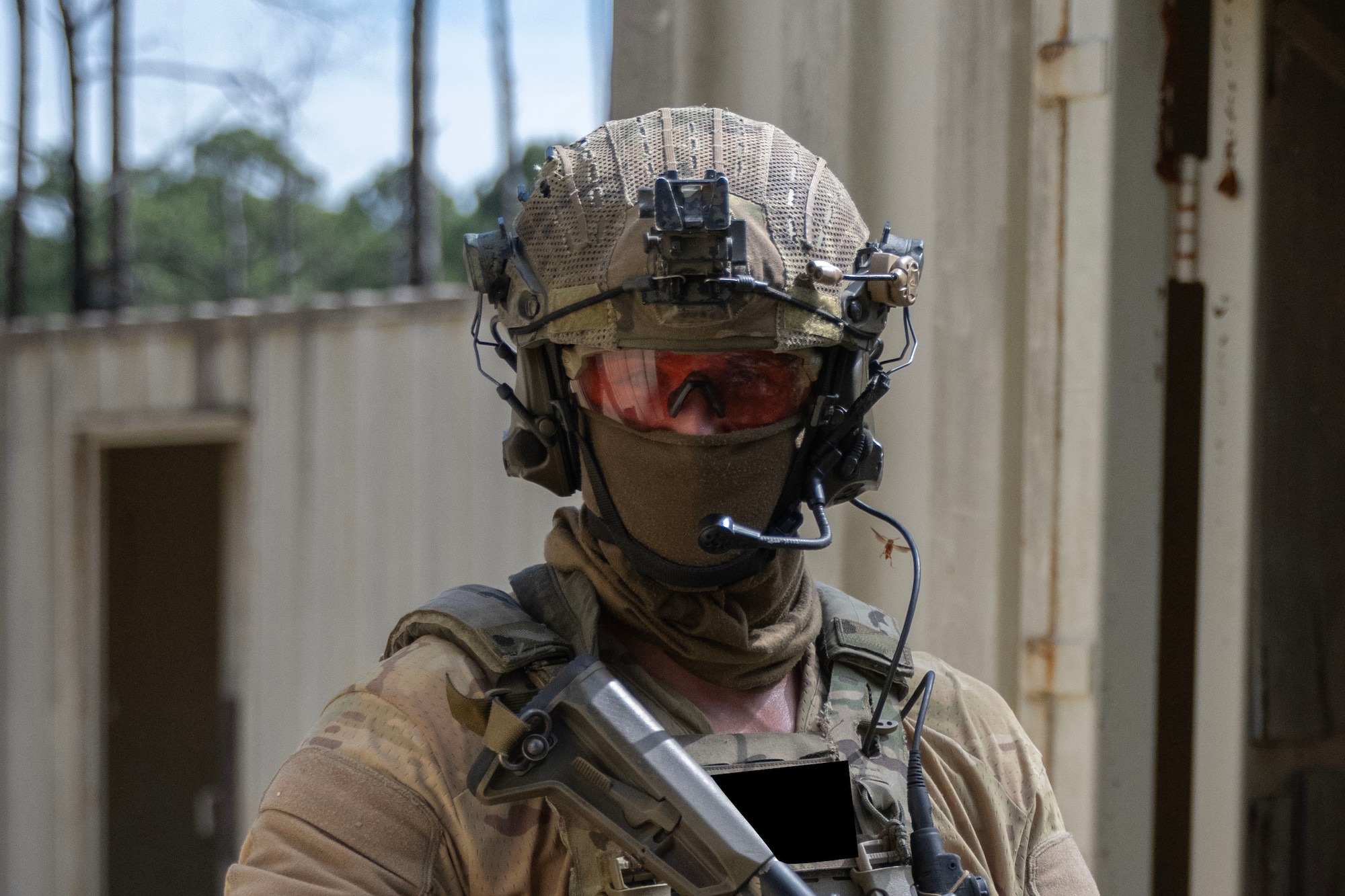A Czech Republic special operations forces member poses for a portrait after participating in close-quarters battle training during exercise Emerald Warrior Spiral at Hurlburt Field, Florida, June 8, 2026.