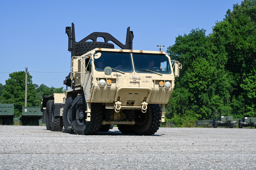 A military truck drives forward. (U.S. Air Force photo by Airman 1st Class Donnell Ramsey)
