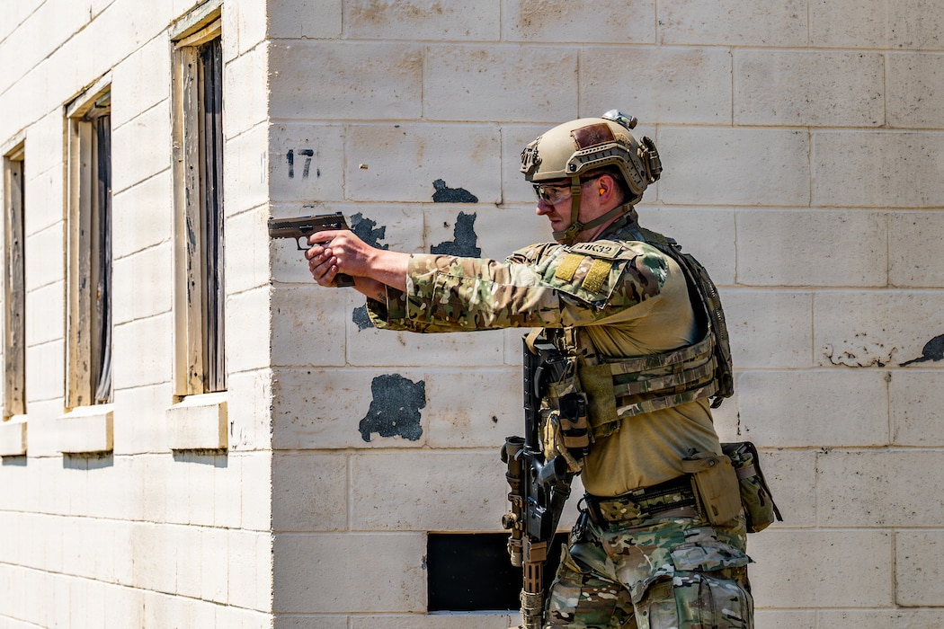 U.S. Air Force Airmen assigned to the 14th Air Support Operations Squadron participate in advanced engagement training at Fort Bragg, North Carolina, April 15, 2026