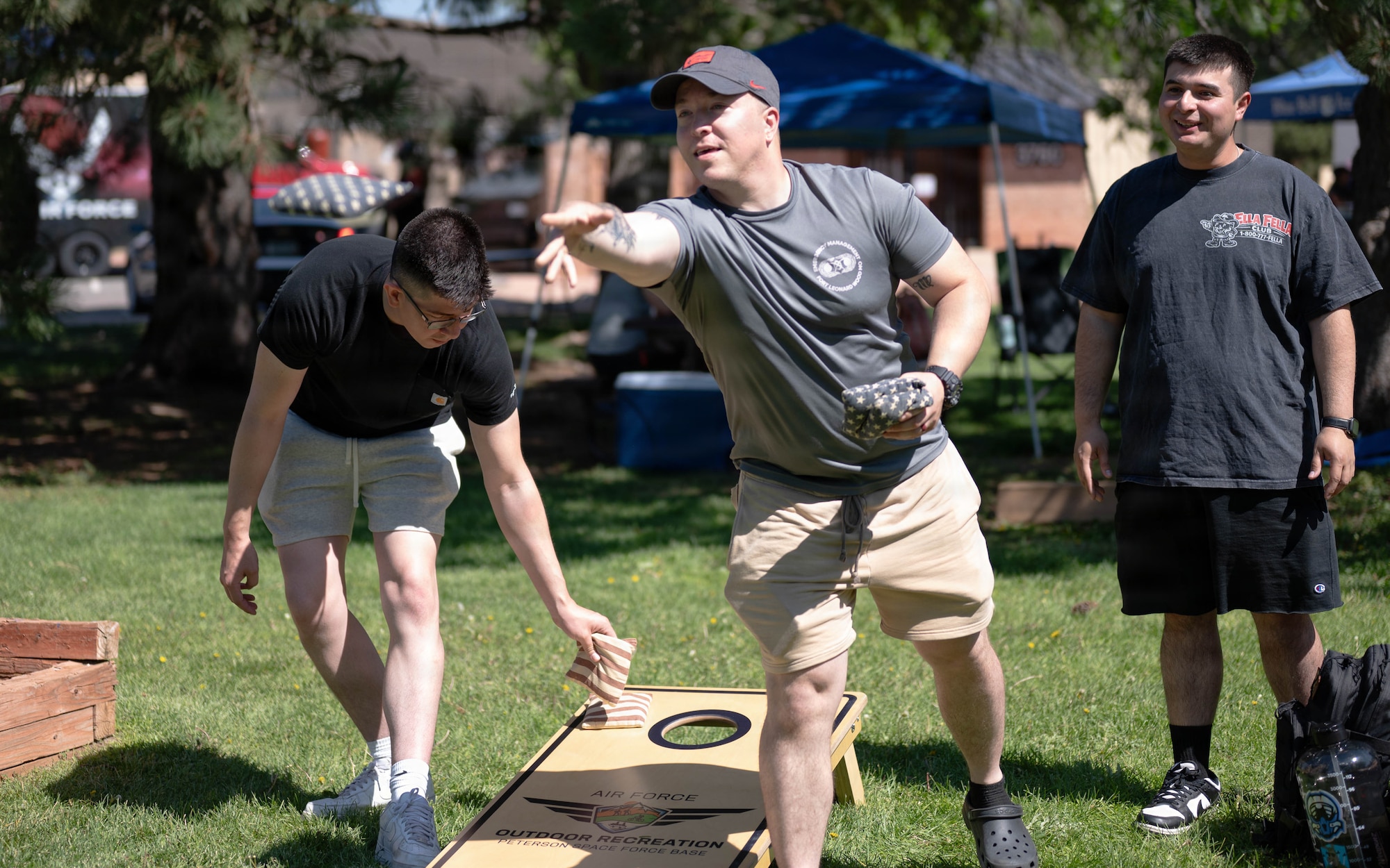 Attendees enjoy cornhole during Freedom 250 Independence Day Celebration at Peterson Space Force Base, July 2, 2026.