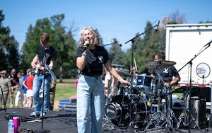 The U.S. Air Force Academy Band performs during the Freedom 250 Independence Day Celebration at Peterson Space Force Base, July 2, 2026.