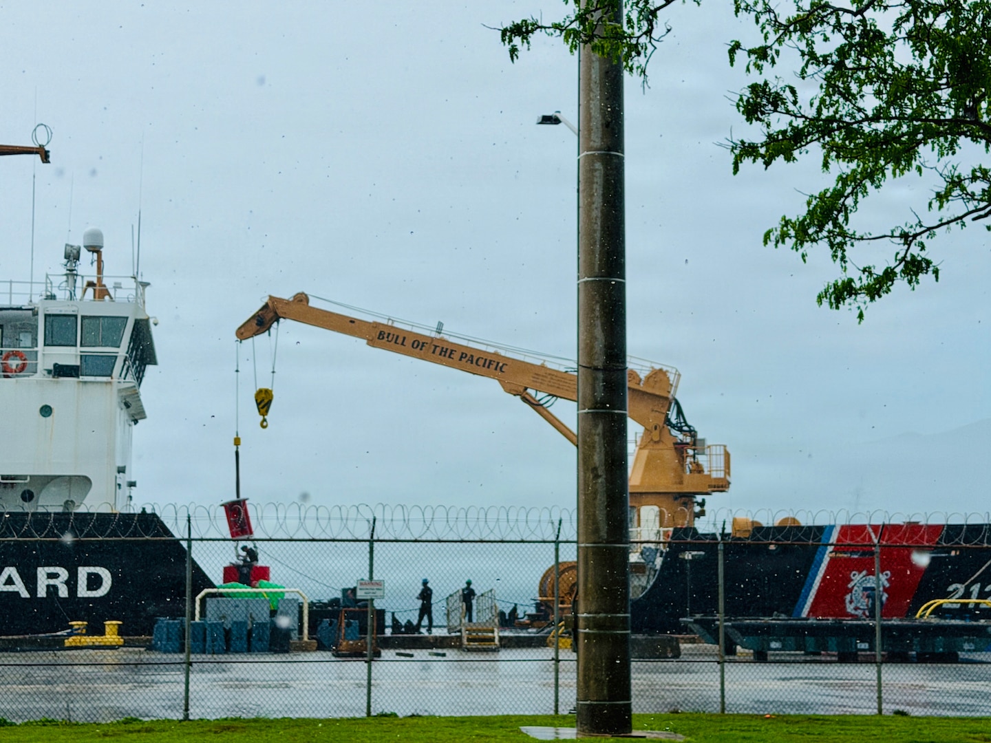 U.S. Coast Guard crews in Guam prepare for Typhoon Bavi (09W) on July 2, 2026, now forecast to rapidly intensify as it tracks toward the Marianas. The team continues to secure the base, haul out and trailer the small boats at the station, and prepare cutters to get underway ahead of the storm. Cutters depart to ride out the weather safely and return to respond once it's safe, but that means on-water response is reduced before, during, and right after Bavi. (U.S. Coast Guard photo by Lt. Sara Muir)