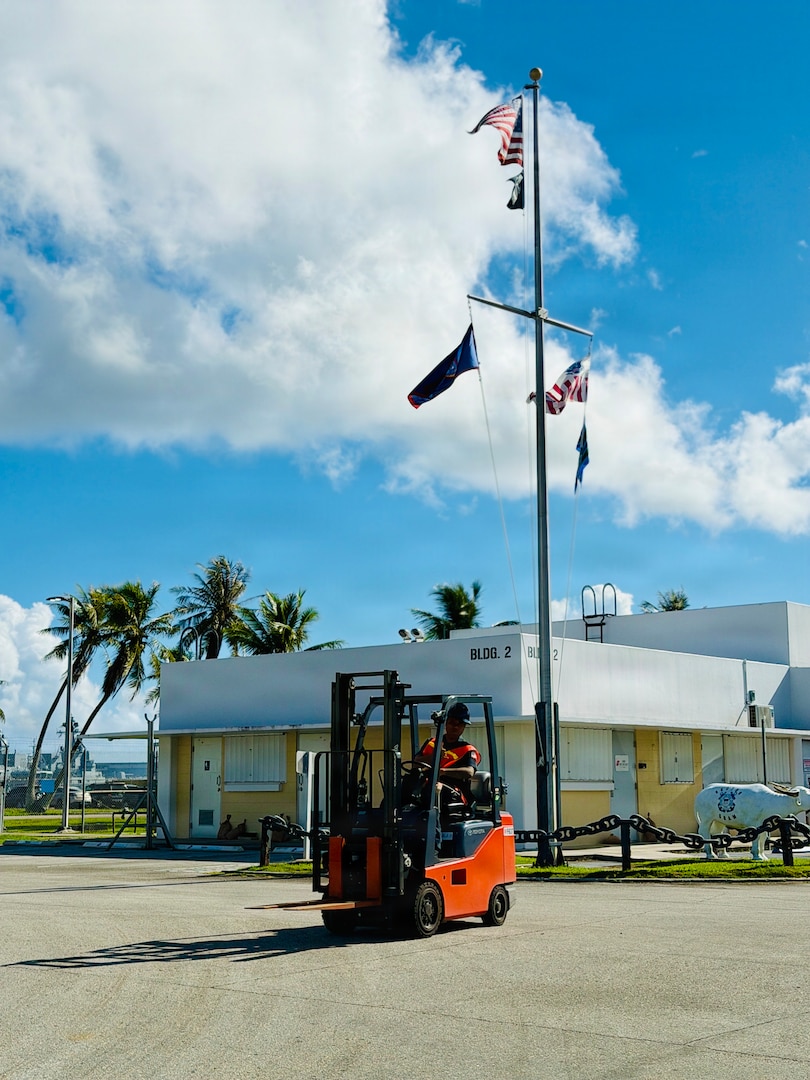 U.S. Coast Guard crews in Guam prepare for Typhoon Bavi (09W) on July 2, 2026, now forecast to rapidly intensify as it tracks toward the Marianas. The team continues to secure the base, haul out and trailer the small boats at the station, and prepare cutters to get underway ahead of the storm. Cutters depart to ride out the weather safely and return to respond once it's safe, but that means on-water response is reduced before, during, and right after Bavi. (U.S. Coast Guard photo by Lt. Sara Muir)