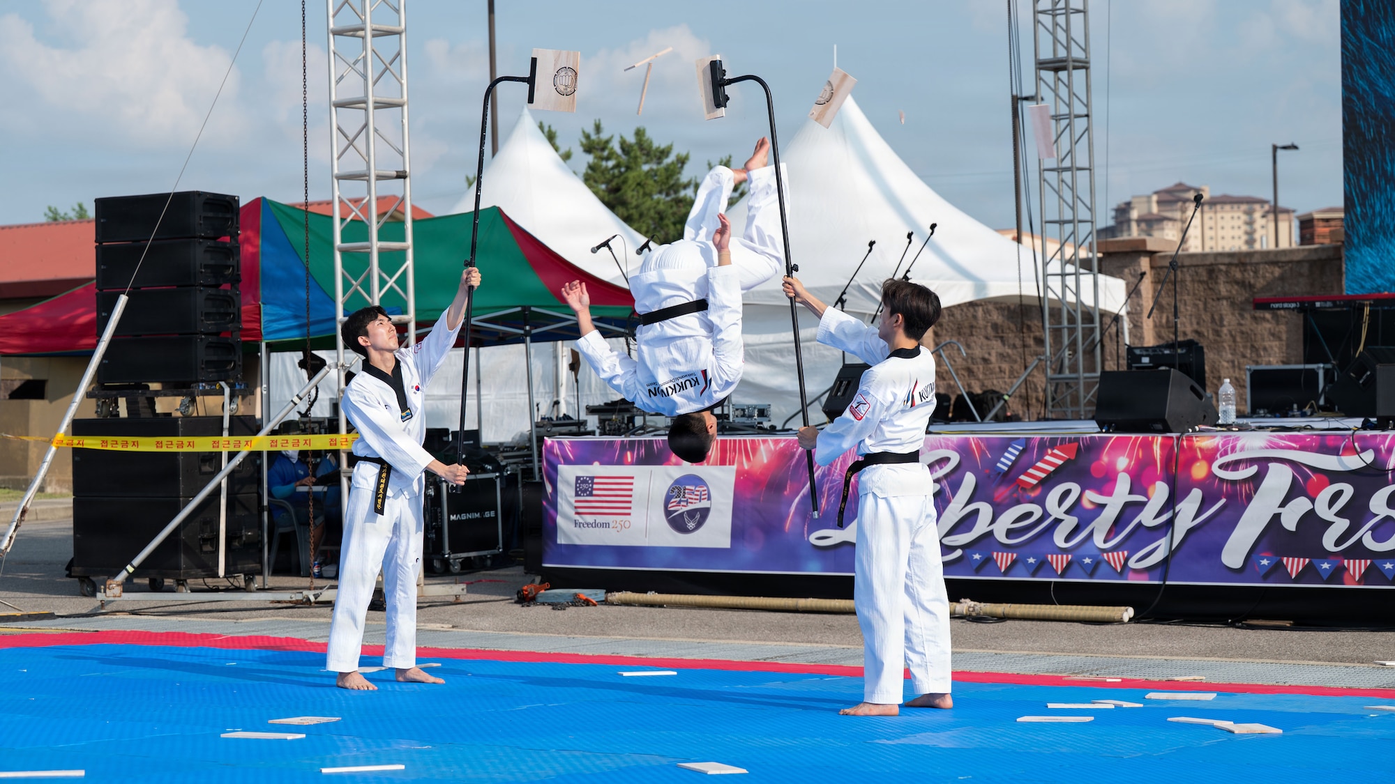 Team Osan celebrates Liberty Fest Freedom 250 celebration together.