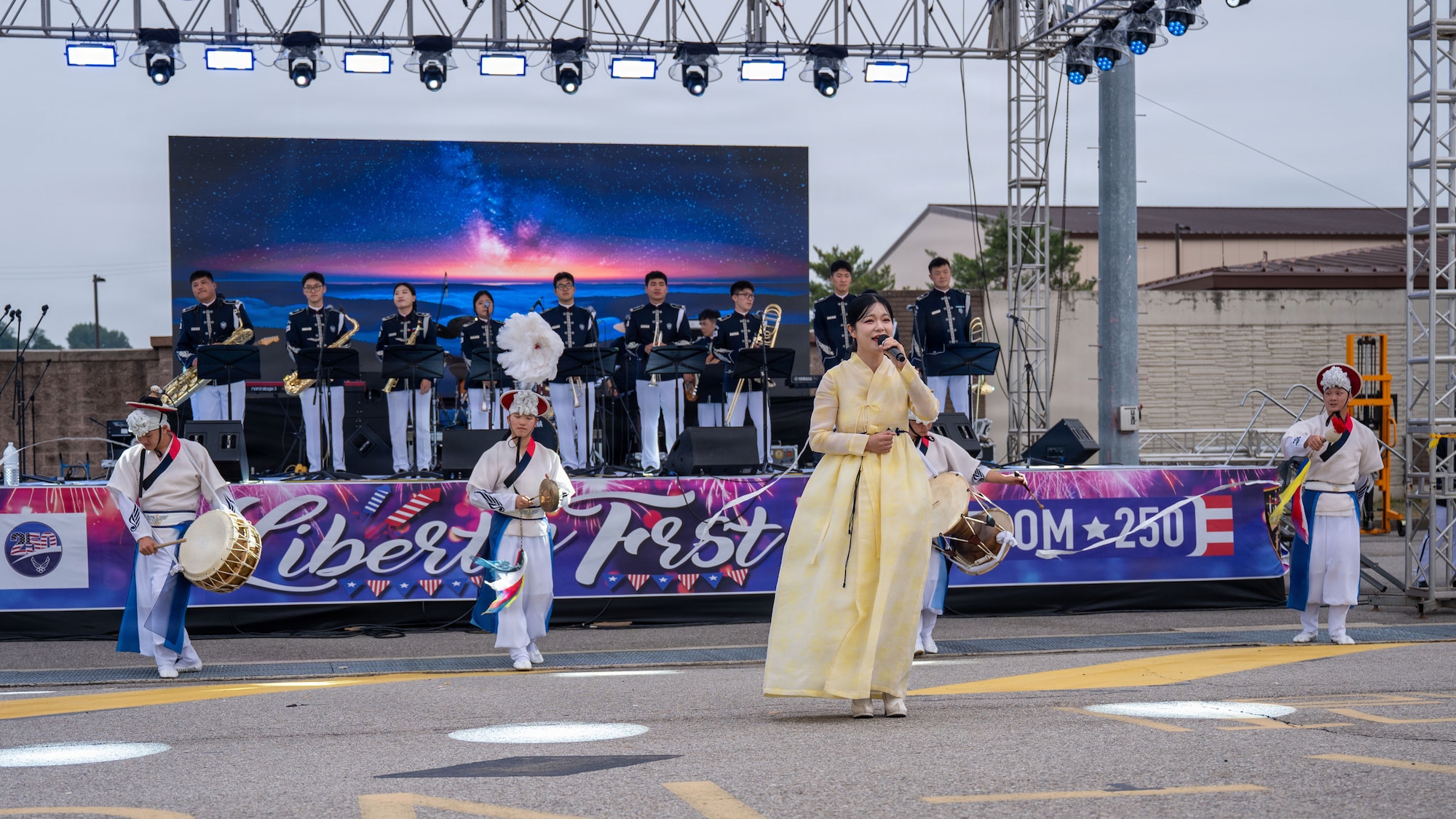 Team Osan celebrates Liberty Fest Freedom 250 celebration together.