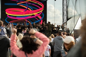 The Representative Artistic Ensemble of the Polish Armed Forces perform a medley of songs during Freedom 250 at Poznan, Poland, July 3, 2026. Freedom 250 celebrates the enduring partnership between the United States and Poland through shared history, values and allied cooperation. Freedom 250 observances bring American and Polish communities together through partnership and cultural exchanges. (U.S. Army Reserve photo by Sgt. Shaun R. Rajasekar)