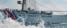 A boat sails in the Charleston Harbor.