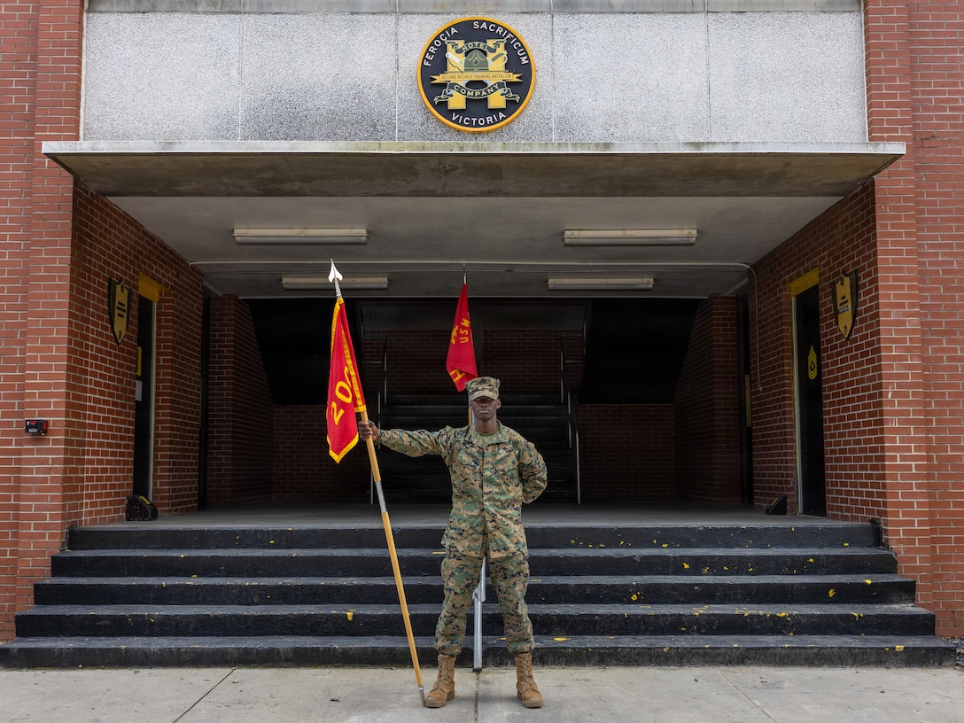 U.S. Marine Corps Pfc. Bienvenue Niyonkuru, a guide with Hotel Company, 2nd Recruit Training Battalion, poses for a photo on Marine Corps Recruit Depot Parris Island, S.C. Jan 21, 2026. Niyonkuru completes training after coming back to Parris Island a second time after dealing with medical issues during his first time on the Depot. (U.S. Marine Corps photo by Lance Cpl. Ayden Cassano)