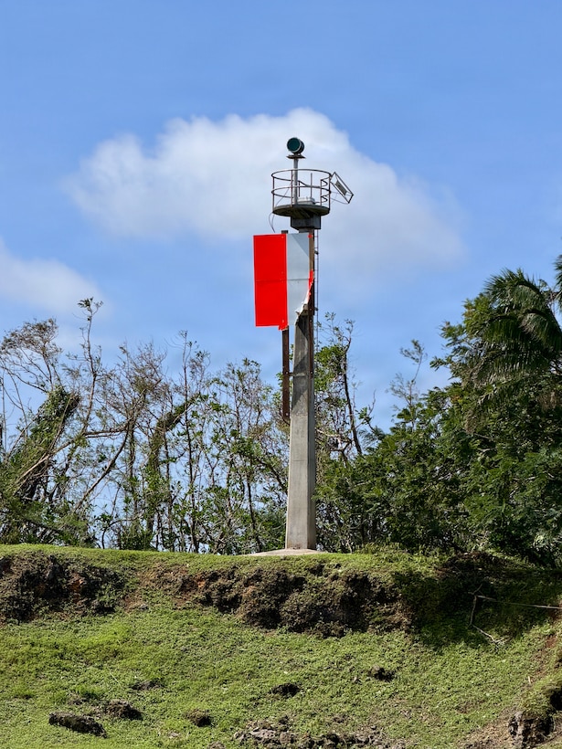 U.S. Coast Guard crews conduct damage assessments in Guam and the Commonwealth of the Northern Mariana Islands on July 7, 2026, to assess conditions and infrastructure. U.S. Coast Guard crews continue to assess aids to navigation, waterways, and channel conditions across the Marianas following Super Typhoon Bavi, working toward reopening ports to daylight operations as soon as it is safe to do so. (U.S. Coast Guard photo)