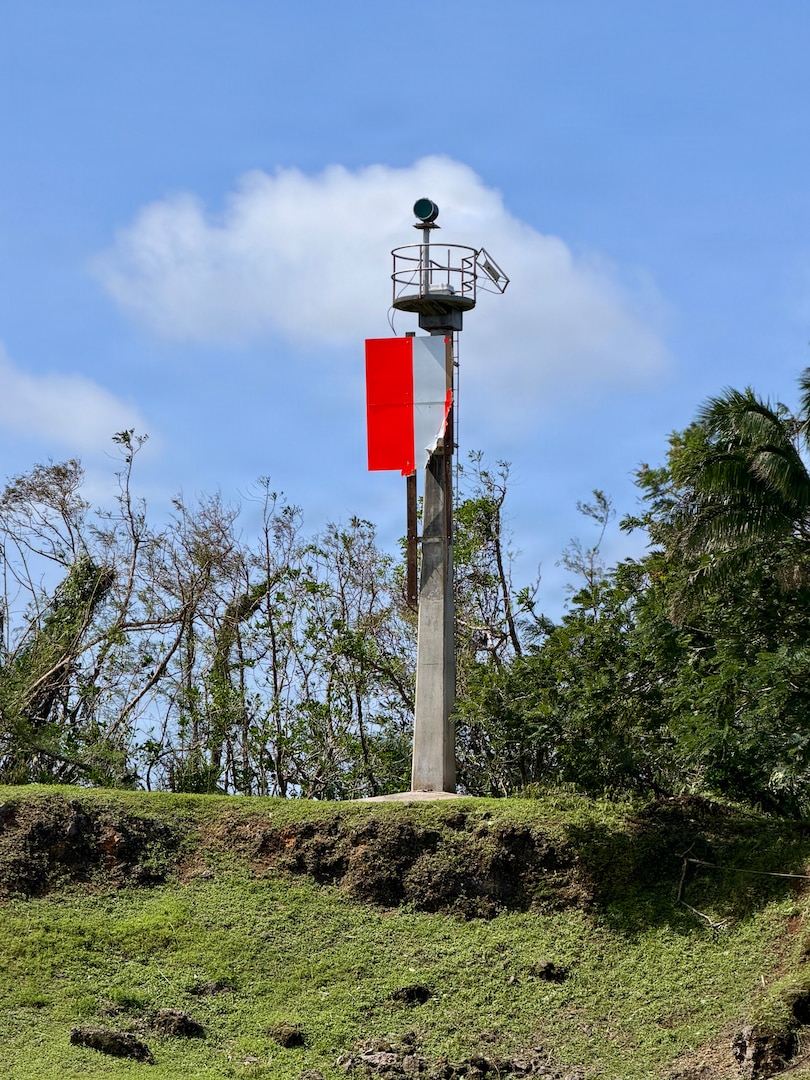 U.S. Coast Guard crews conduct damage assessments in Guam and the Commonwealth of the Northern Mariana Islands on July 7, 2026, to assess conditions and infrastructure. U.S. Coast Guard crews continue to assess aids to navigation, waterways, and channel conditions across the Marianas following Super Typhoon Bavi, working toward reopening ports to daylight operations as soon as it is safe to do so. (U.S. Coast Guard photo)