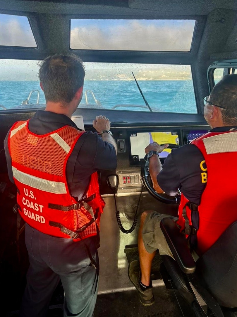 U.S. Coast Guard crews conduct damage assessments in Guam and the Commonwealth of the Northern Mariana Islands on July 7, 2026, to assess conditions and infrastructure. U.S. Coast Guard crews continue to assess aids to navigation, waterways, and channel conditions across the Marianas following Super Typhoon Bavi, working toward reopening ports to daylight operations as soon as it is safe to do so. (U.S. Coast Guard photo)