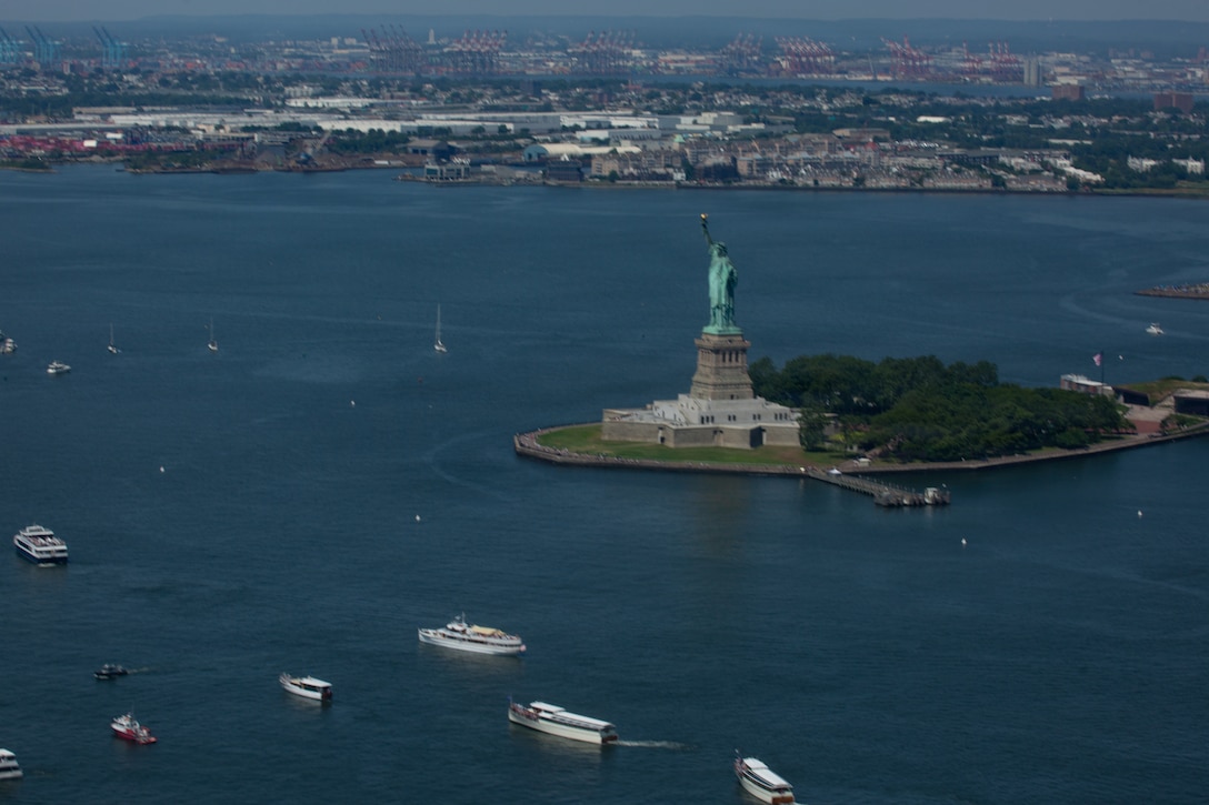 Ships transit the New York Harbor for the Parade of Sail during the International Naval Review 250 in New York City, July 4, 2026. For 250 years, the U.S. Navy and Marine Corps stood watch – constant, unabated in mission, faithfully preventing crisis and resolute in defending America’s independence. INR 250 honors the Navy, Marine Corps, and Coast Guard’s enduring role on, under, and above the seas. (U.S. Marine Corps photo by Cpl. Xavier Alicea)