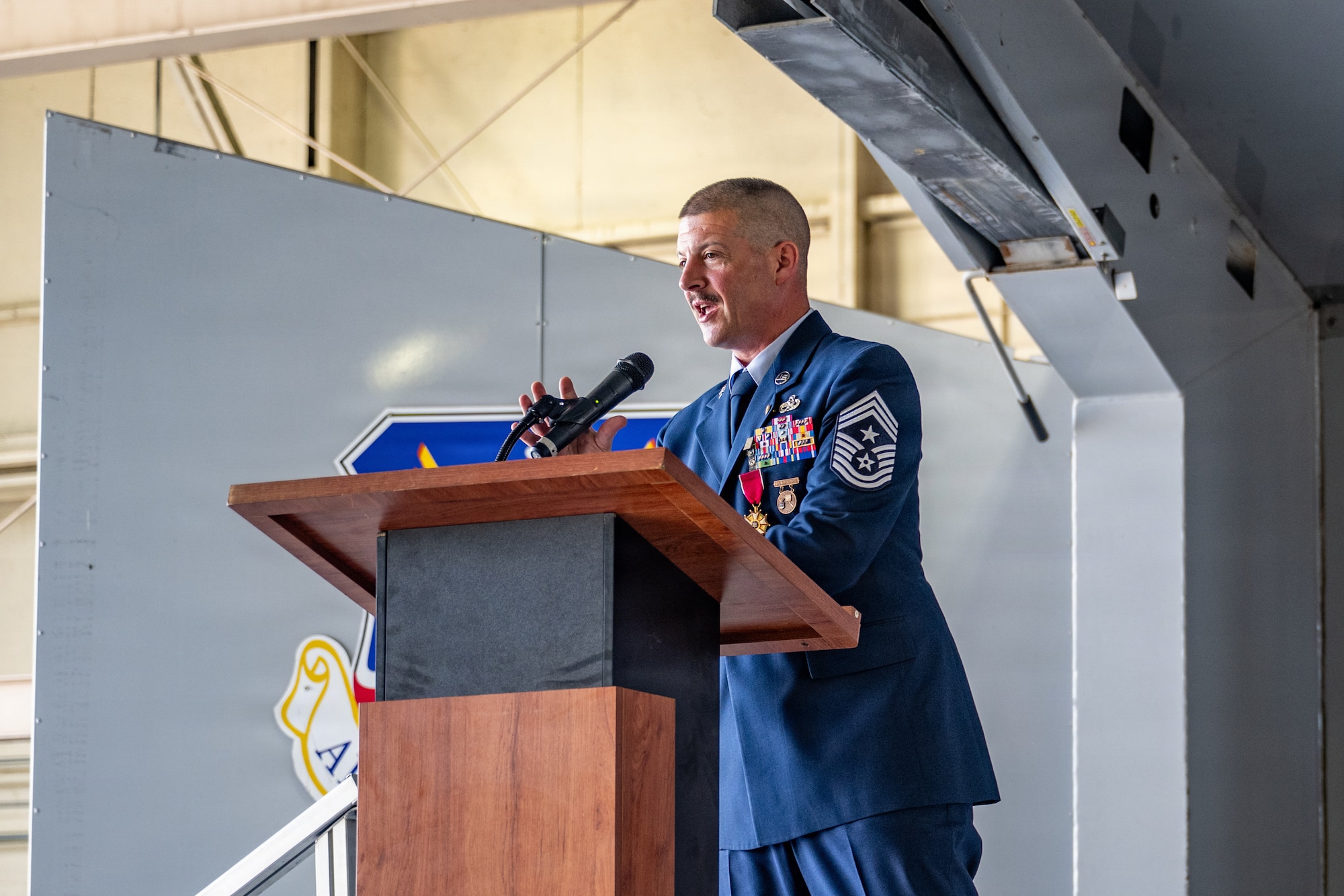 U.S. Air Force Chief Master Sgt. Stephen Dugan, 93d Air Ground Operations Wing former command chief, receives the Chief's Horse during his retirement ceremony at Moody Air Force Base, Georgia, June 26, 2026.