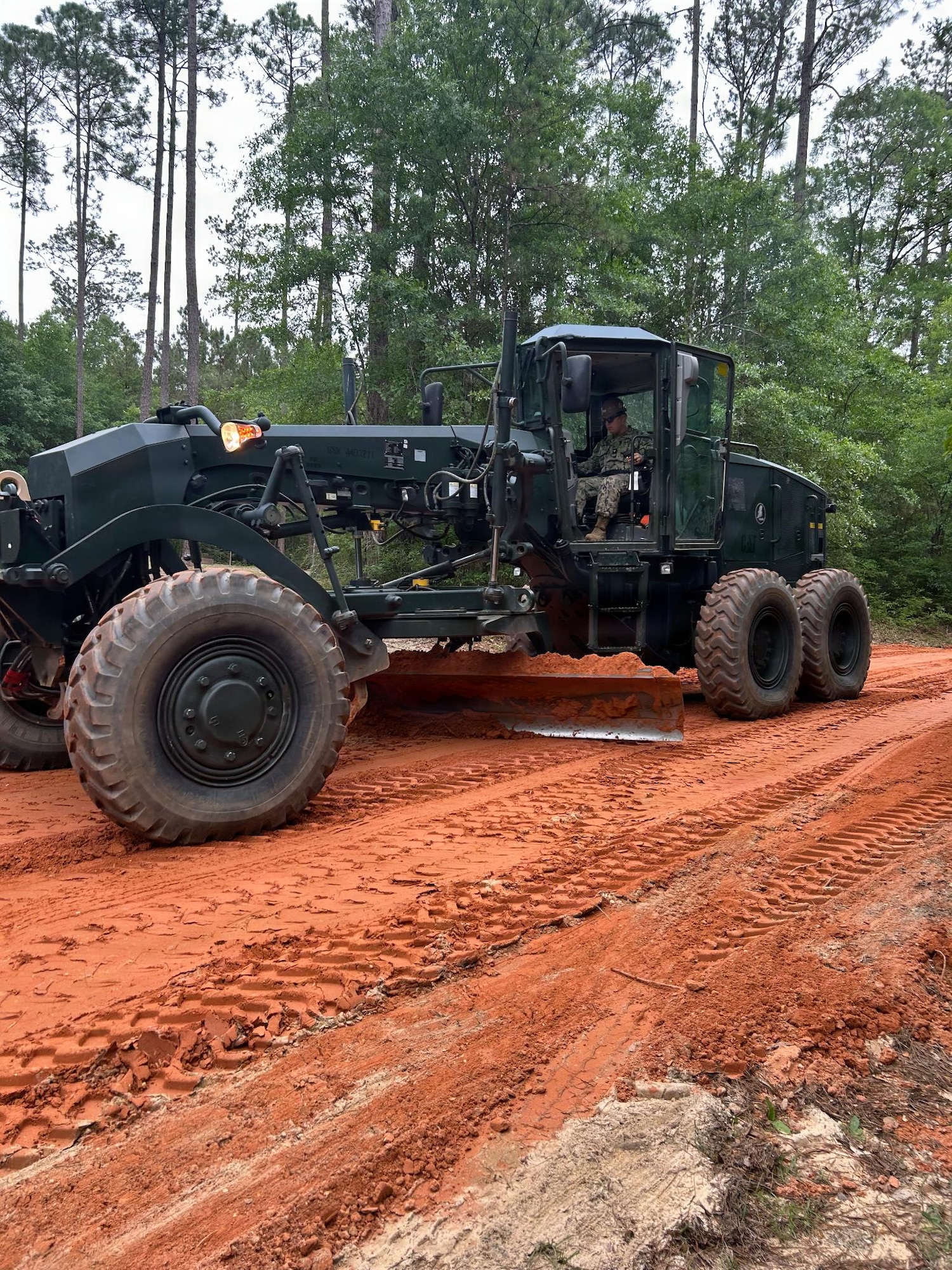 Working truck on dirt road