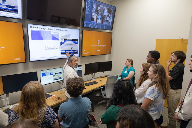 SMART scholars tour the centrifuge facility at the U.S. Army Engineer Research and Development Center (ERDC) in Vicksburg, Miss.