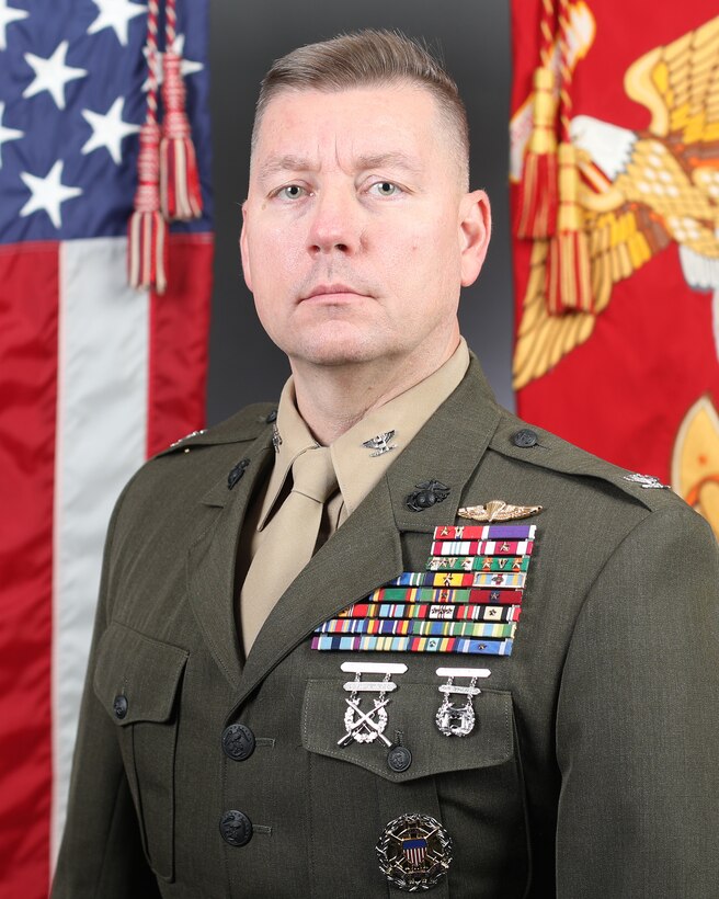 Col Charles Edward Anklam III, PhD, commanding officer of Weapons Training Battalion official photo.